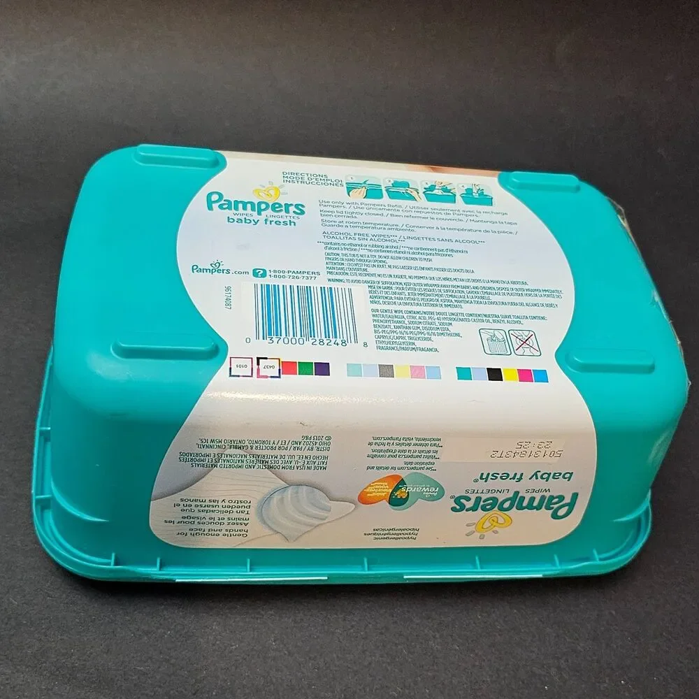Empty Pampers Wipes Pop Up Plastic Dispenser Baby - Container Only Discontinued